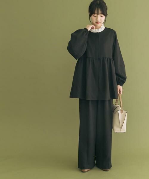 URBAN RESEARCH ITEMS / アーバンリサーチ アイテムズ セットアップ | ジャケットフリルトップス×パンツセット(ブラック)