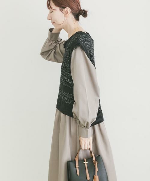 URBAN RESEARCH ITEMS / アーバンリサーチ アイテムズ ワンピース | ツイードニットドッキングワンピース | 詳細1