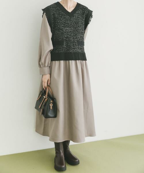 URBAN RESEARCH ITEMS / アーバンリサーチ アイテムズ ワンピース | ツイードニットドッキングワンピース | 詳細3