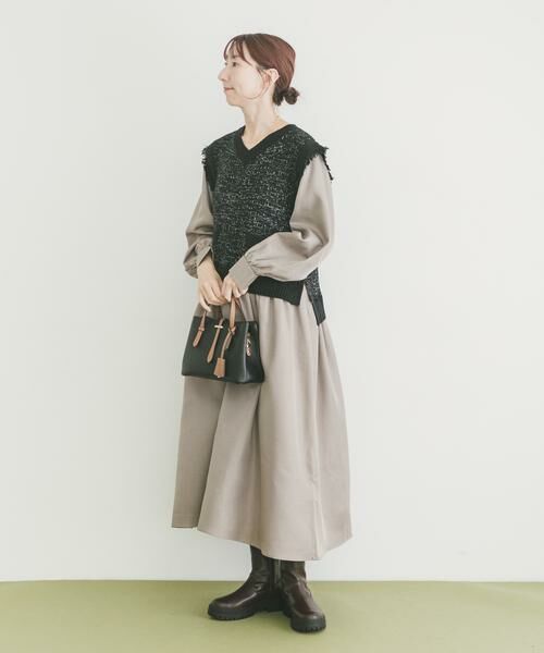 URBAN RESEARCH ITEMS/アーバンリサーチ アイテムズ ツイードニットドッキングワンピース ブラック FREE