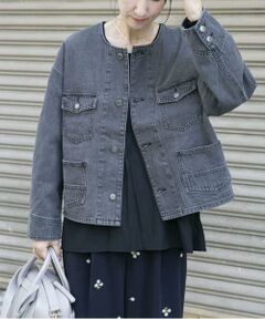 セール】 タック入りAラインデニムジャケット （Gジャン・デニム