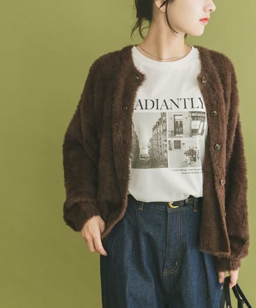 URBAN RESEARCH ITEMS/アーバンリサーチ アイテムズ フェザーニットカーディガン ブラウン FREE URBAN RESEARCH ITEMS/アーバンリサーチ アイテムズ フェザーニットカーディガン ブラウン FREE