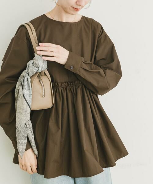 URBAN RESEARCH ITEMS/アーバンリサーチ アイテムズ ウエストギャザーブラウス ブラウン FREE URBAN RESEARCH ITEMS/アーバンリサーチ アイテムズ ウエストギャザーブラウス ブラウン FREE