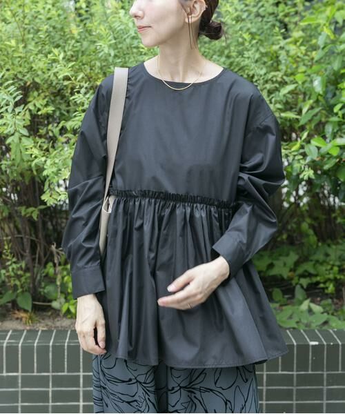 URBAN RESEARCH ITEMS/アーバンリサーチ アイテムズ ウエストギャザーブラウス ブラック FREE URBAN RESEARCH ITEMS/アーバンリサーチ アイテムズ ウエストギャザーブラウス ブラック FREE
