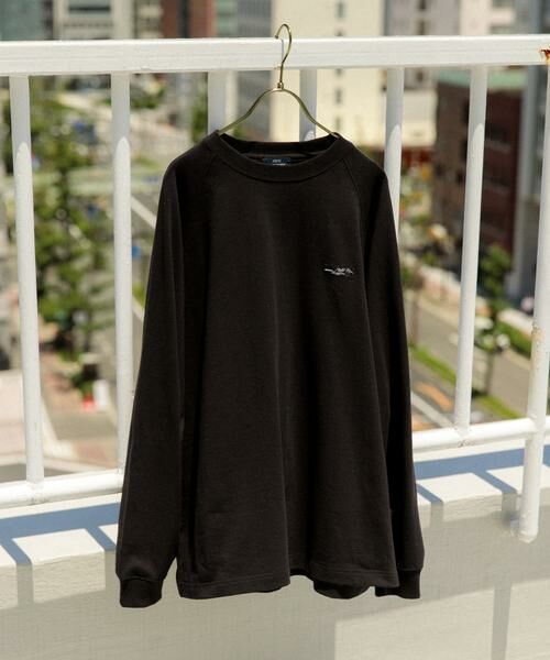 URBAN RESEARCH ITEMS / アーバンリサーチ アイテムズ Tシャツ | 天竺 ワンポイント ロングスリーブTシャツ(ブラック)