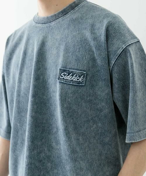 URBAN RESEARCH ITEMS / アーバンリサーチ アイテムズ Tシャツ | ワンポイント刺繍クルーネックデニムTシャツ | 詳細1