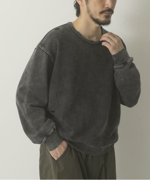 URBAN RESEARCH ITEMS / アーバンリサーチ アイテムズ スウェット | ダメージ裏毛 クルーネックスウェット | 詳細14