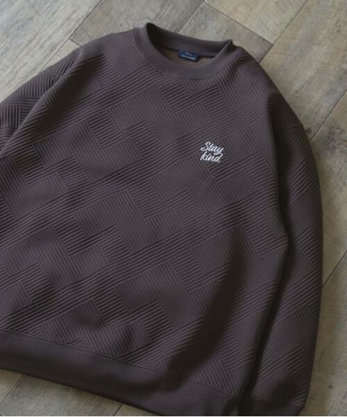 URBAN RESEARCH ITEMS/アーバンリサーチ アイテムズ 刺繍ジャカードロングスリーブカットソー ブラウン M