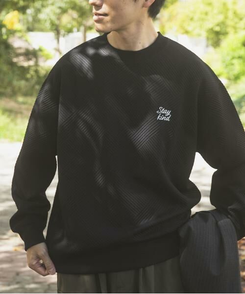 URBAN RESEARCH ITEMS/アーバンリサーチ アイテムズ 刺繍ジャカードロングスリーブカットソー ブラック L URBAN RESEARCH ITEMS/アーバンリサーチ アイテムズ 刺繍ジャカードロングスリーブカットソー ブラック L