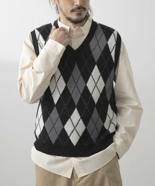 URBAN RESEARCH ITEMS / アーバンリサーチ アイテムズ ベスト | ウール混アーガイルVネックニットベスト | 詳細6