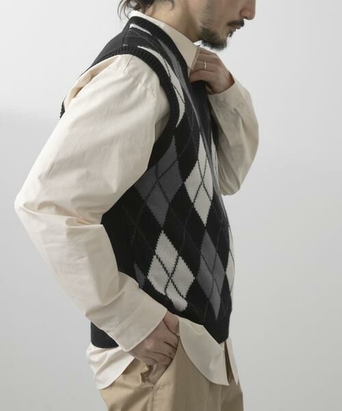 URBAN RESEARCH ITEMS / アーバンリサーチ アイテムズ ベスト | ウール混アーガイルVネックニットベスト | 詳細7