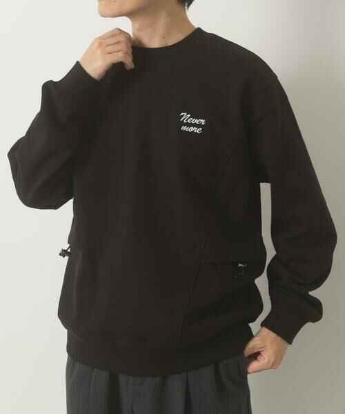 URBAN RESEARCH ITEMS/アーバンリサーチ アイテムズ サイドストレージ裏毛スウェットtops ブラック L URBAN RESEARCH ITEMS/アーバンリサーチ アイテムズ サイドストレージ裏毛スウェットtops ブラック L