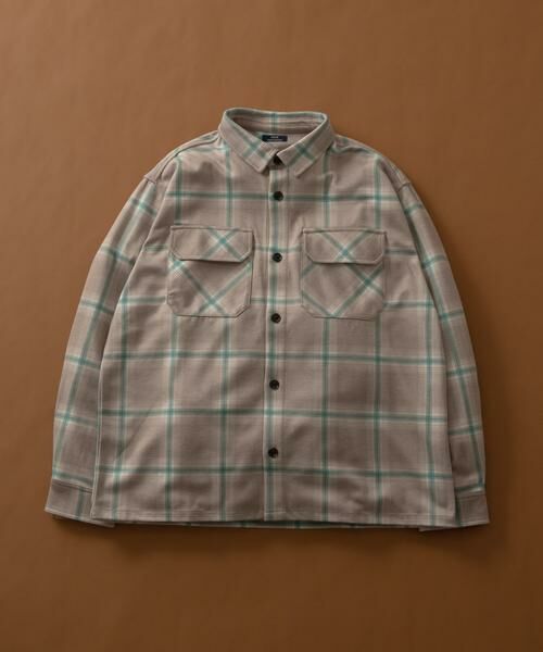 URBAN RESEARCH ITEMS/アーバンリサーチ アイテムズ オンブレチェック CPOジャケット ベージュ L URBAN RESEARCH ITEMS/アーバンリサーチ アイテムズ オンブレチェック CPOジャケット ベージュ L