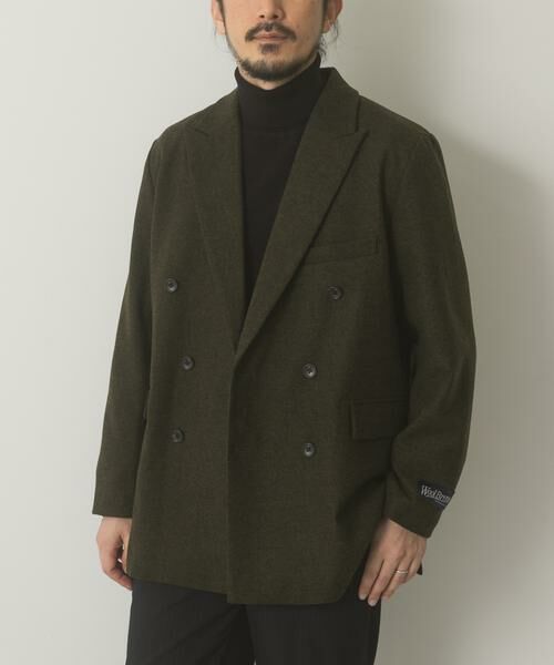 URBAN RESEARCH ITEMS/アーバンリサーチ アイテムズ ウール混ダブルブレストジャケット カーキ L URBAN RESEARCH ITEMS/アーバンリサーチ アイテムズ ウール混ダブルブレストジャケット カーキ L