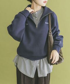 URBAN RESEARCH ITEMS / アーバンリサーチ アイテムズ スウェット | ハーフジップ刺繍スウェット