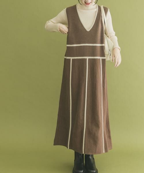 URBAN RESEARCH ITEMS / アーバンリサーチ アイテムズ ワンピース | パイピングニットジャンパースカート | 詳細1