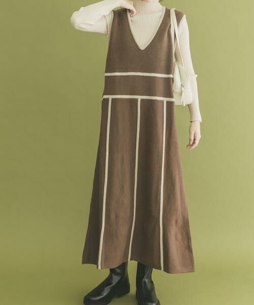 URBAN RESEARCH ITEMS / アーバンリサーチ アイテムズ ワンピース | パイピングニットジャンパースカート | 詳細3