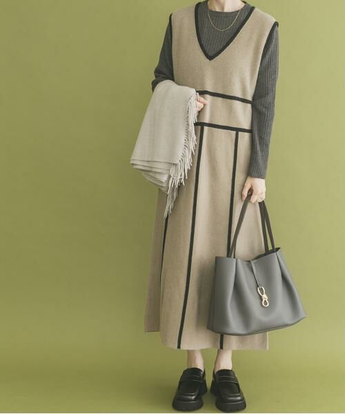 URBAN RESEARCH ITEMS / アーバンリサーチ アイテムズ ワンピース | パイピングニットジャンパースカート | 詳細12