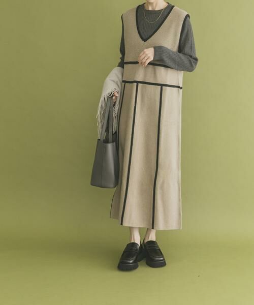 URBAN RESEARCH ITEMS / アーバンリサーチ アイテムズ ワンピース | パイピングニットジャンパースカート | 詳細15