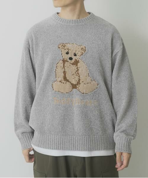 URBAN RESEARCH ITEMS/アーバンリサーチ アイテムズ Teddy Bear モールクルーネックニット グレー M
