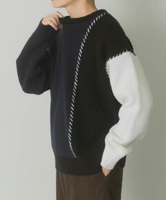 URBAN RESEARCH ITEMS / アーバンリサーチ アイテムズ ニット・セーター | ブランケットステッチ パッチワークニット