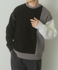 URBAN RESEARCH ITEMS / アーバンリサーチ アイテムズ ニット・セーター | ブランケットステッチ パッチワークニット