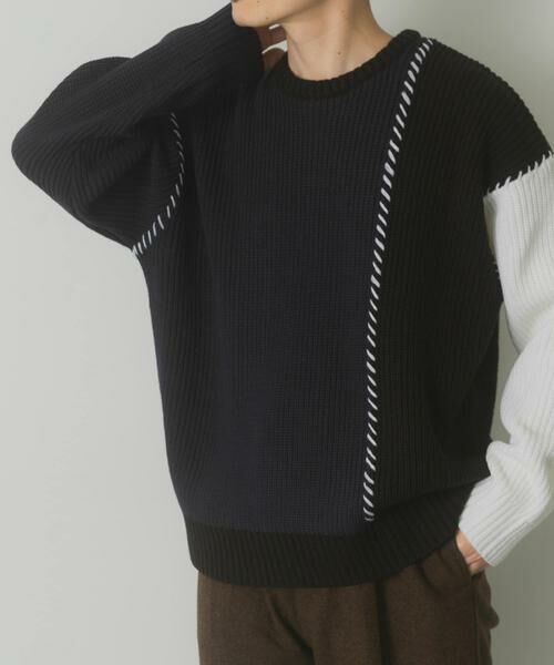 URBAN RESEARCH ITEMS / アーバンリサーチ アイテムズ ニット・セーター | ブランケットステッチ パッチワークニット | 詳細1