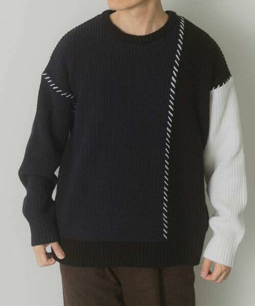 URBAN RESEARCH ITEMS / アーバンリサーチ アイテムズ ニット・セーター | ブランケットステッチ パッチワークニット | 詳細2