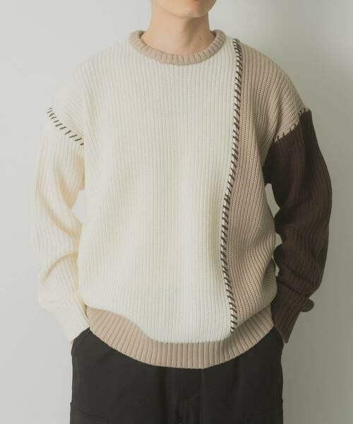 URBAN RESEARCH ITEMS / アーバンリサーチ アイテムズ ニット・セーター | ブランケットステッチ パッチワークニット | 詳細7