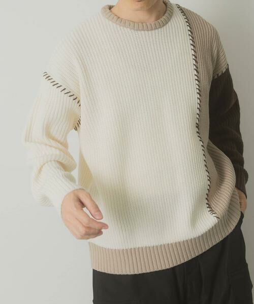 URBAN RESEARCH ITEMS / アーバンリサーチ アイテムズ ニット・セーター | ブランケットステッチ パッチワークニット | 詳細8