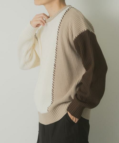 URBAN RESEARCH ITEMS / アーバンリサーチ アイテムズ ニット・セーター | ブランケットステッチ パッチワークニット | 詳細9