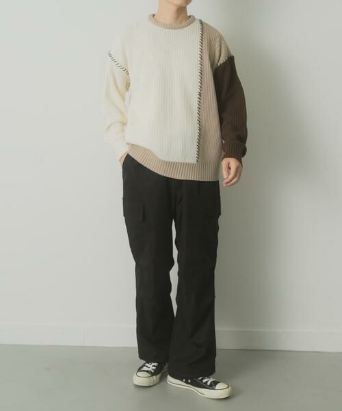 URBAN RESEARCH ITEMS / アーバンリサーチ アイテムズ ニット・セーター | ブランケットステッチ パッチワークニット | 詳細11