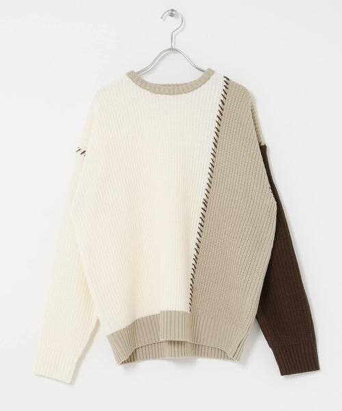 URBAN RESEARCH ITEMS / アーバンリサーチ アイテムズ ニット・セーター | ブランケットステッチ パッチワークニット | 詳細12
