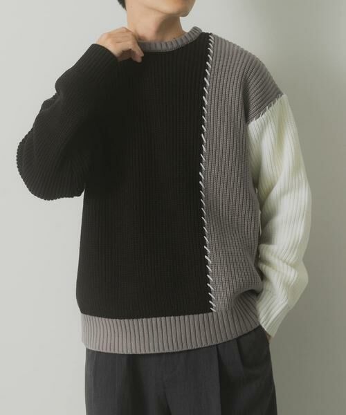 URBAN RESEARCH ITEMS / アーバンリサーチ アイテムズ ニット・セーター | ブランケットステッチ パッチワークニット | 詳細14