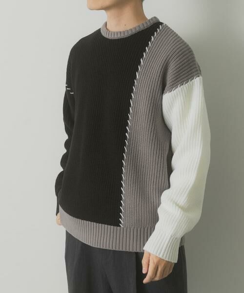 URBAN RESEARCH ITEMS / アーバンリサーチ アイテムズ ニット・セーター | ブランケットステッチ パッチワークニット | 詳細15