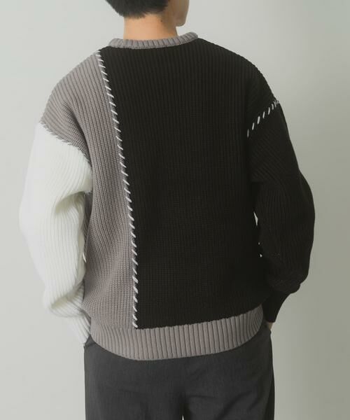URBAN RESEARCH ITEMS / アーバンリサーチ アイテムズ ニット・セーター | ブランケットステッチ パッチワークニット | 詳細16