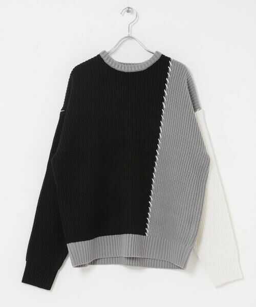 URBAN RESEARCH ITEMS / アーバンリサーチ アイテムズ ニット・セーター | ブランケットステッチ パッチワークニット | 詳細18