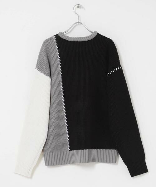 URBAN RESEARCH ITEMS / アーバンリサーチ アイテムズ ニット・セーター | ブランケットステッチ パッチワークニット | 詳細21