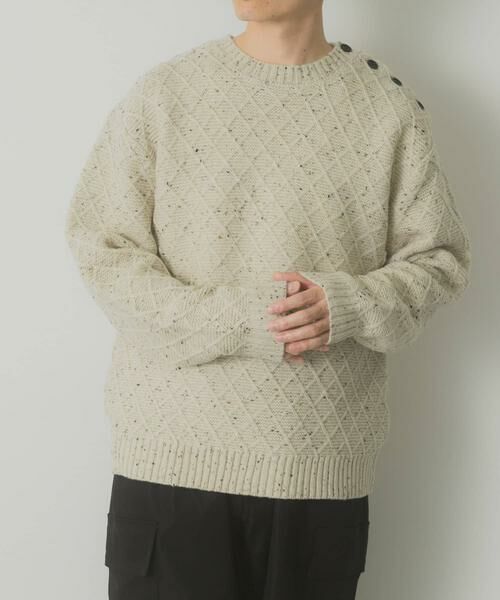 URBAN RESEARCH ITEMS / アーバンリサーチ アイテムズ ニット・セーター | ウール混ショルダーボタンクルーネックニット | 詳細9