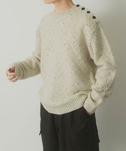 URBAN RESEARCH ITEMS / アーバンリサーチ アイテムズ ニット・セーター | ウール混ショルダーボタンクルーネックニット | 詳細10