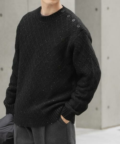 URBAN RESEARCH ITEMS / アーバンリサーチ アイテムズ ニット・セーター | ウール混ショルダーボタンクルーネックニット | 詳細19