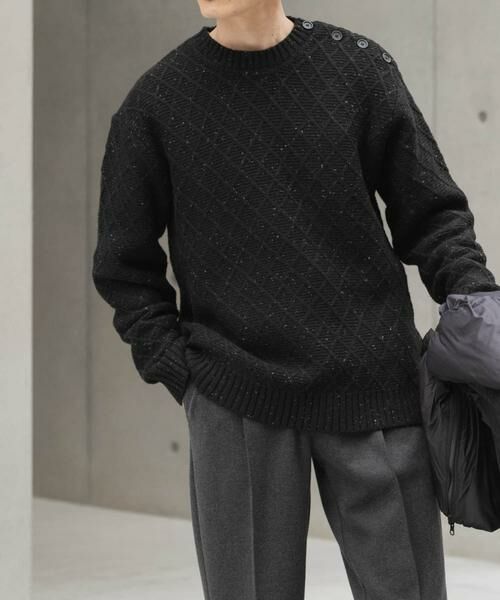 URBAN RESEARCH ITEMS / アーバンリサーチ アイテムズ ニット・セーター | ウール混ショルダーボタンクルーネックニット | 詳細21