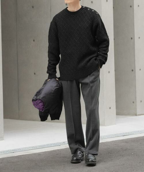 URBAN RESEARCH ITEMS / アーバンリサーチ アイテムズ ニット・セーター | ウール混ショルダーボタンクルーネックニット | 詳細22