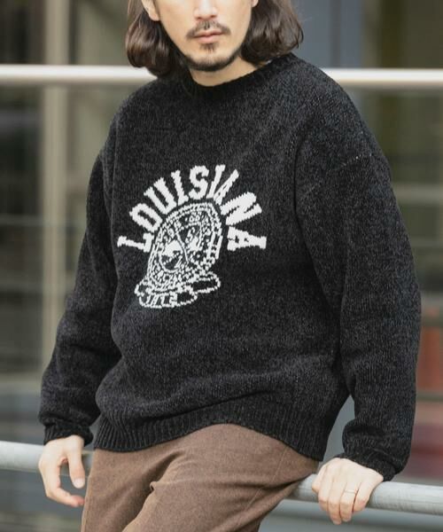URBAN RESEARCH ITEMS / アーバンリサーチ アイテムズ ニット・セーター | 真冬の正解 カレッジロゴモールニット(ブラック)