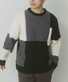 URBAN RESEARCH ITEMS / アーバンリサーチ アイテムズ ニット・セーター | 編地切替 クルーネック ニット
