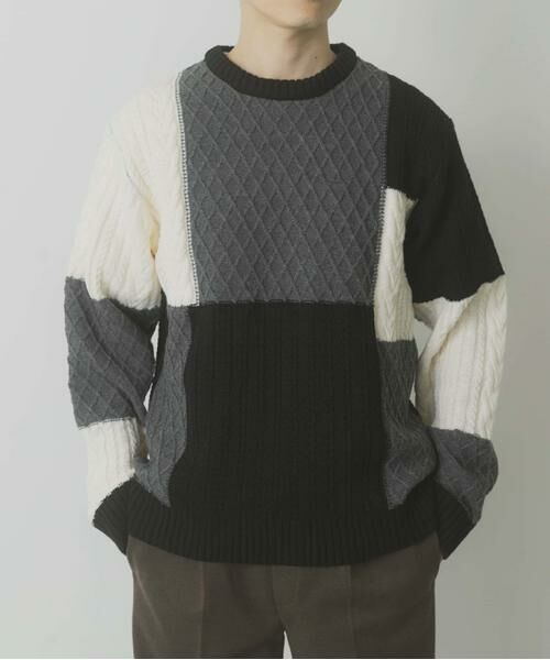 URBAN RESEARCH ITEMS / アーバンリサーチ アイテムズ ニット・セーター | 編地切替 クルーネック ニット | 詳細1