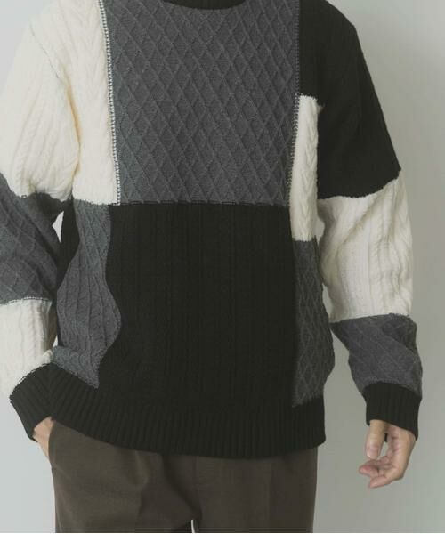URBAN RESEARCH ITEMS / アーバンリサーチ アイテムズ ニット・セーター | 編地切替 クルーネック ニット | 詳細2