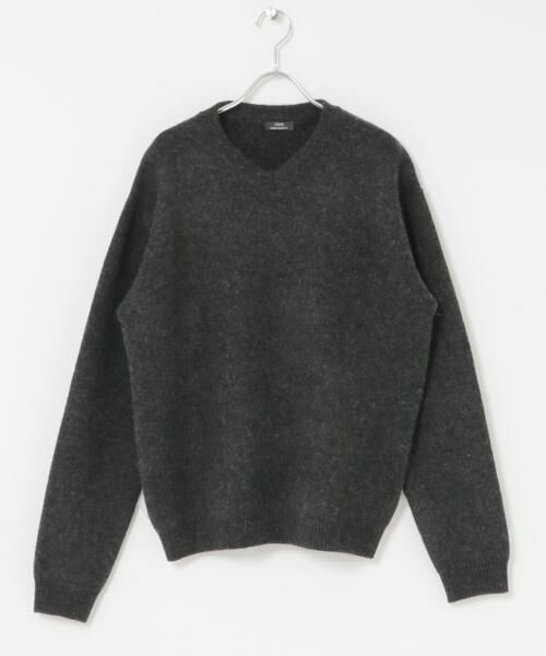 URBAN RESEARCH ITEMS/アーバンリサーチ アイテムズ タスマニア メリノウール100 Vネックニット チャコールグレー M