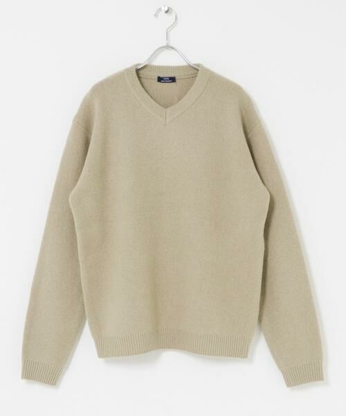 URBAN RESEARCH ITEMS/アーバンリサーチ アイテムズ タスマニア メリノウール100 Vネックニット ベージュ L