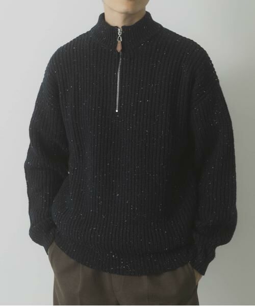 URBAN RESEARCH ITEMS / アーバンリサーチ アイテムズ ニット・セーター | ウール混 ハーフジップ モックネックニット | 詳細1